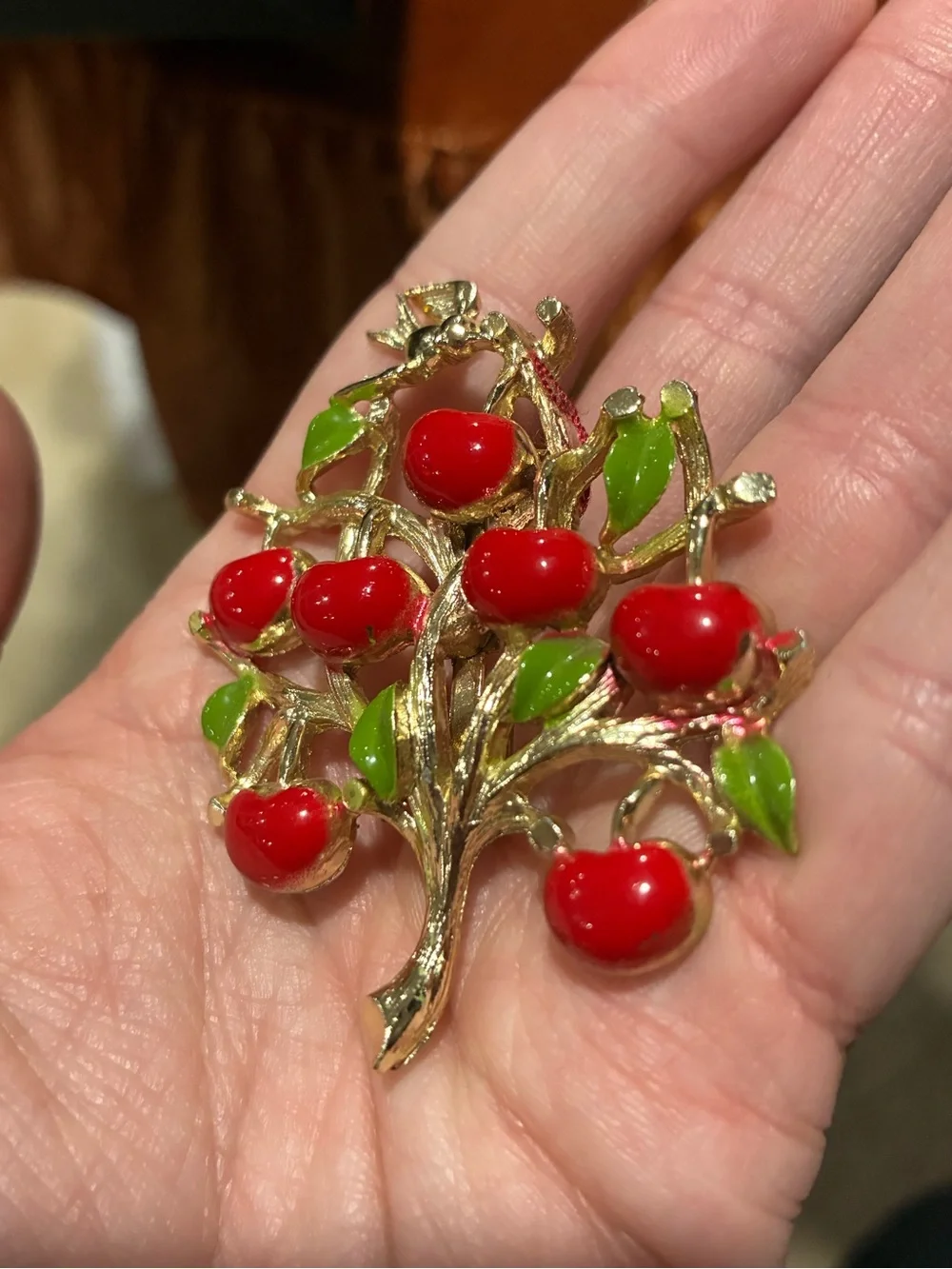 Vintage Apple Tree Enamel Brooch